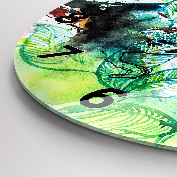 Ceas rotund de perete din sticlă Tucan în iarbă