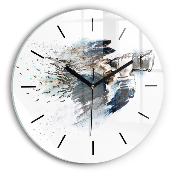 Ceas rotund de perete din sticlă Căpitan cu binoclu