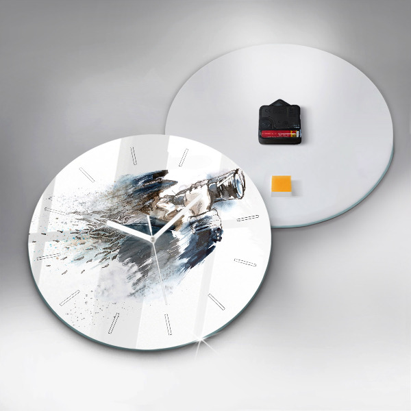 Ceas rotund de perete din sticlă Căpitan cu binoclu