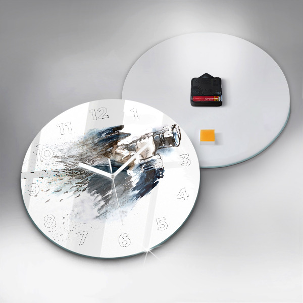 Ceas rotund de perete din sticlă Căpitan cu binoclu