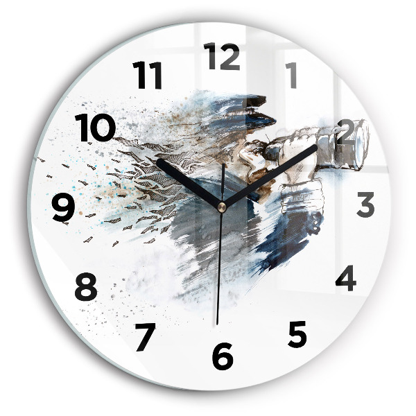 Ceas rotund de perete din sticlă Căpitan cu binoclu