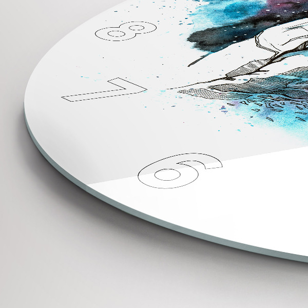 Ceas rotund de perete din sticlă Abstracția astronauților