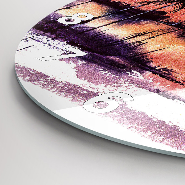 Ceas rotund de perete din sticlă Peisaj tropical