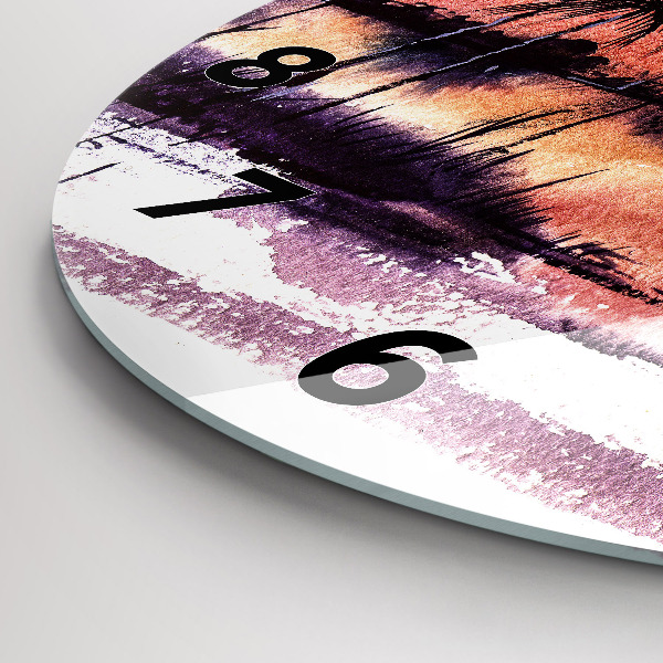 Ceas rotund de perete din sticlă Peisaj tropical