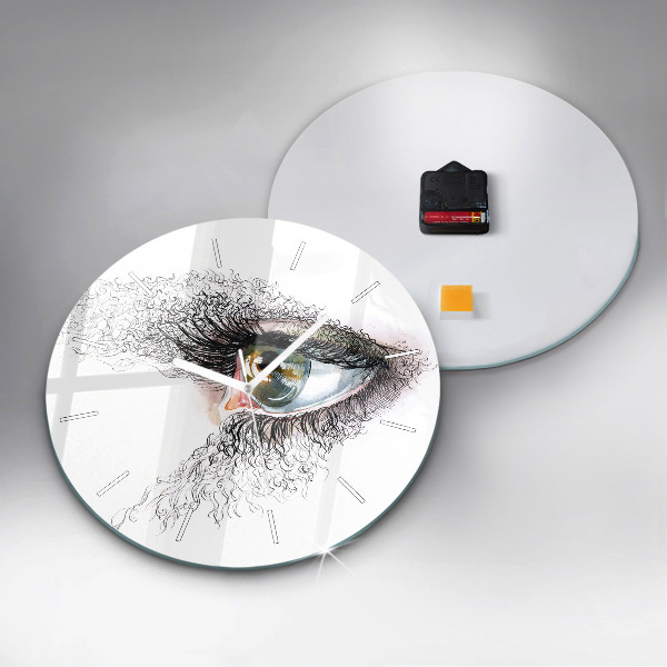 Ceas rotund de perete din sticlă Desen al unui ochi uman