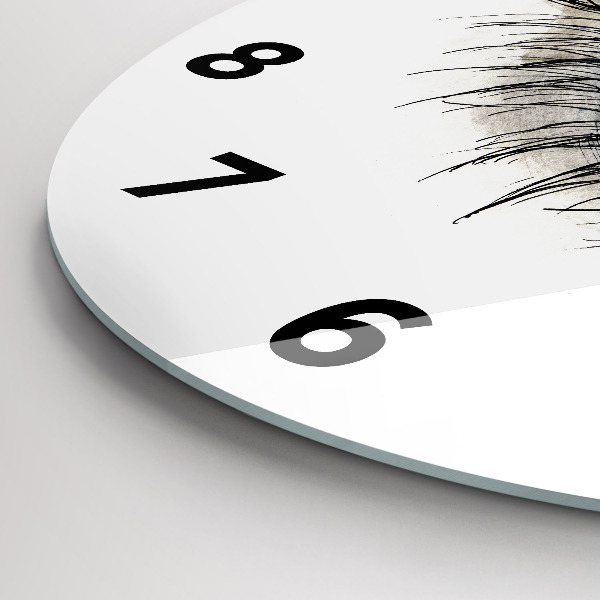 Ceas rotund de perete din sticlă Floarea soarelui în ochi