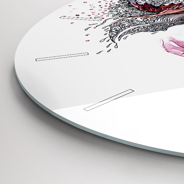 Ceas rotund de perete din sticlă Femeie dulce cu tort