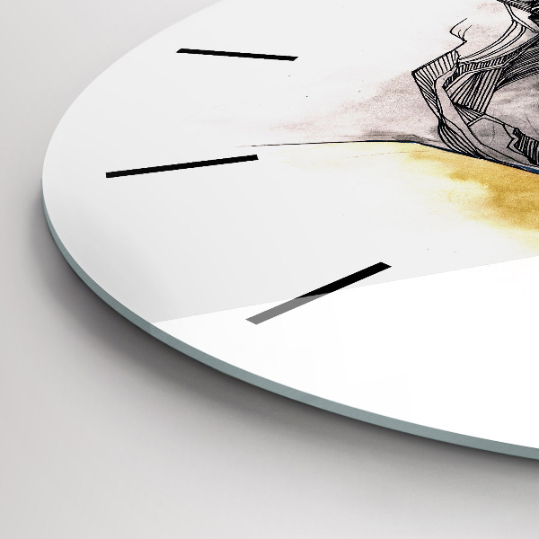 Ceas rotund de perete din sticlă Desen sărut de dragoste