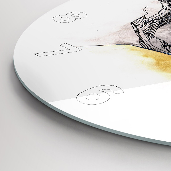 Ceas rotund de perete din sticlă Desen sărut de dragoste