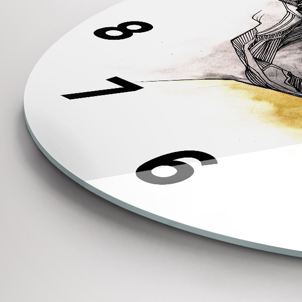 Ceas rotund de perete din sticlă Desen sărut de dragoste