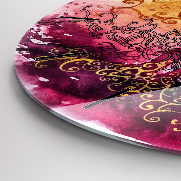 Ceas rotund de perete din sticlă Acuarele cuplu de îndrăgostiți