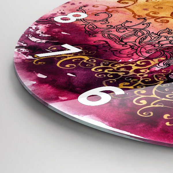 Ceas rotund de perete din sticlă Acuarele cuplu de îndrăgostiți