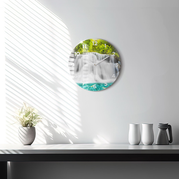 Ceas rotund de perete din sticlă Cascada în Thailanda