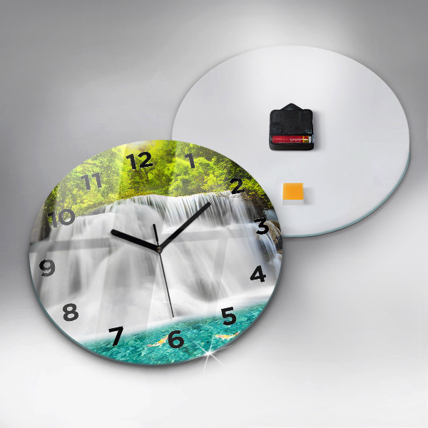 Ceas rotund de perete din sticlă Cascada în Thailanda