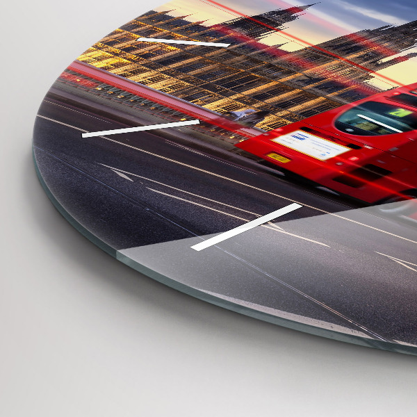 Ceas rotund de perete din sticlă Autobuzul roșu din Londra