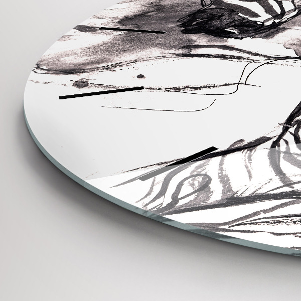 Ceas rotund de perete din sticlă Femeie și zebre