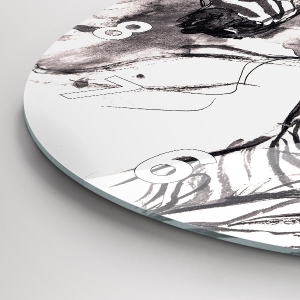 Ceas rotund de perete din sticlă Femeie și zebre