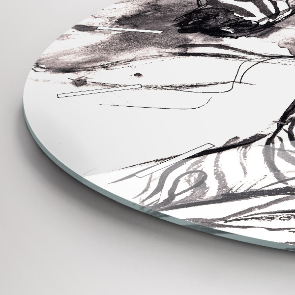 Ceas rotund de perete din sticlă Femeie și zebre