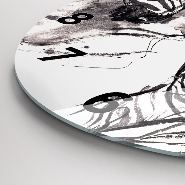 Ceas rotund de perete din sticlă Femeie și zebre