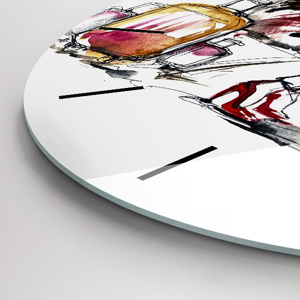 Ceas rotund de perete din sticlă Femeie cu valize