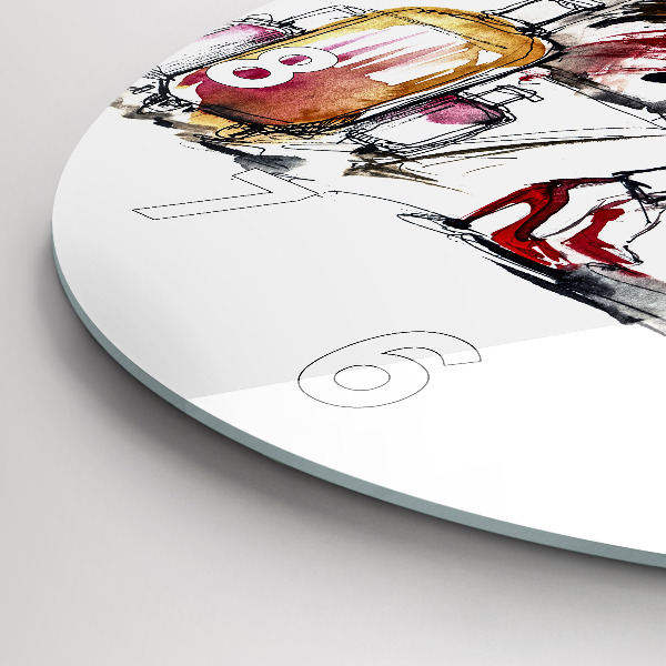 Ceas rotund de perete din sticlă Femeie cu valize