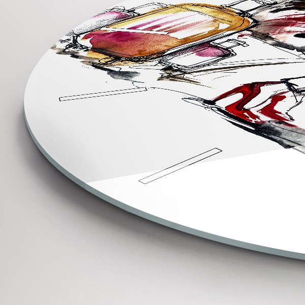 Ceas rotund de perete din sticlă Femeie cu valize