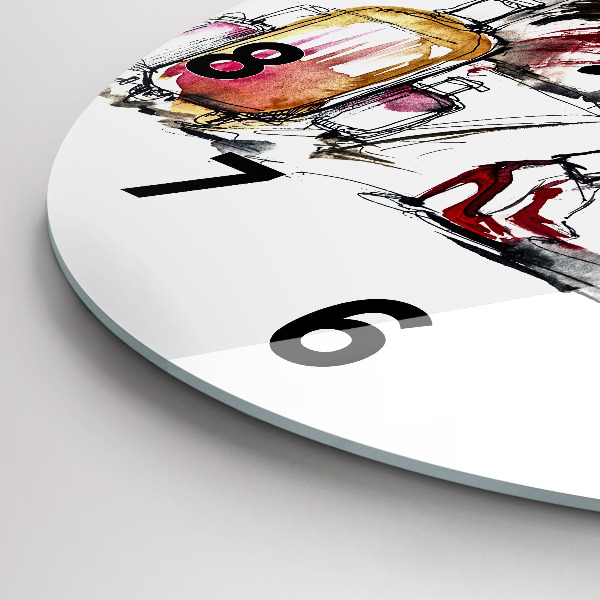 Ceas rotund de perete din sticlă Femeie cu valize