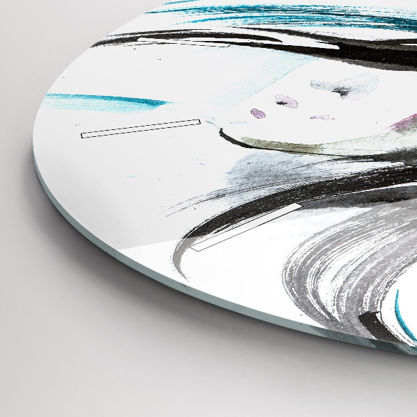 Ceas rotund de perete din sticlă Cal abstract și femeie