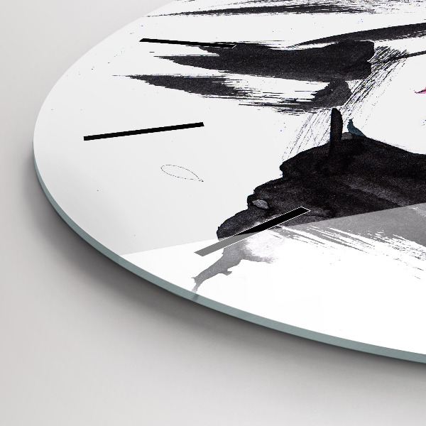 Ceas rotund de perete din sticlă Femeia se confruntă cu abstracția