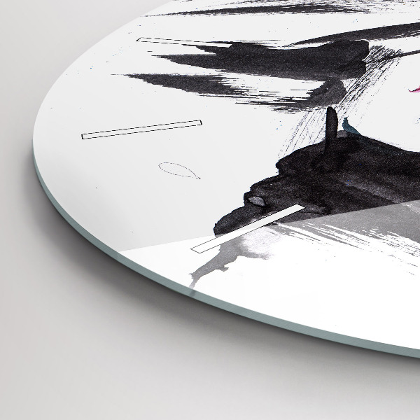 Ceas rotund de perete din sticlă Femeia se confruntă cu abstracția