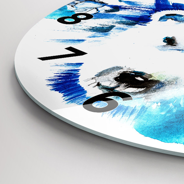 Ceas rotund de perete din sticlă Un urs pe fundal de gheață