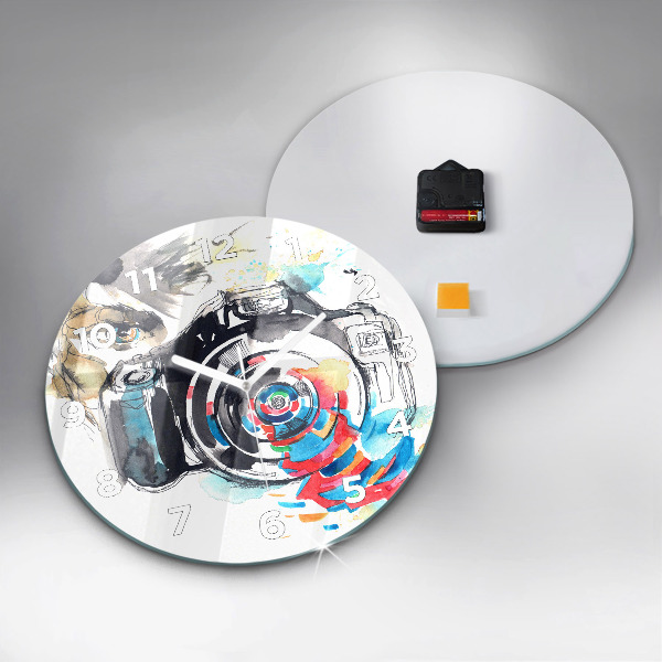 Ceas rotund de perete din sticlă Femeie fotograf
