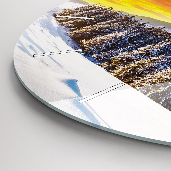 Ceas rotund de perete din sticlă Peisaj montan de iarnă