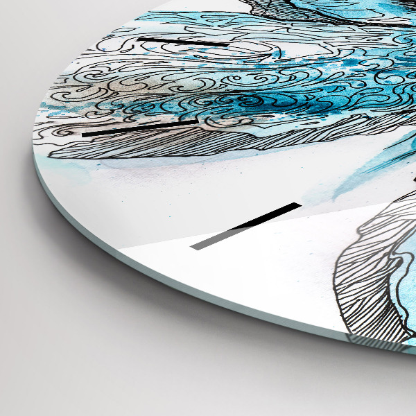 Ceas rotund de perete din sticlă Față în formă de fluture