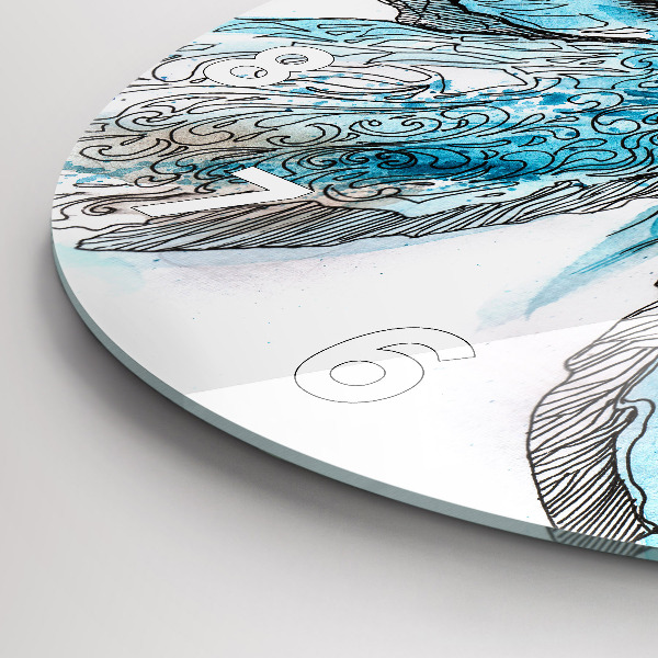 Ceas rotund de perete din sticlă Față în formă de fluture