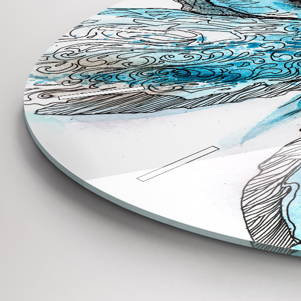 Ceas rotund de perete din sticlă Față în formă de fluture