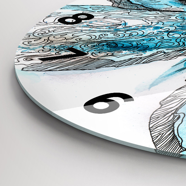 Ceas rotund de perete din sticlă Față în formă de fluture