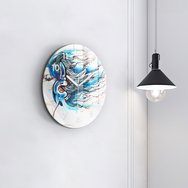 Ceas rotund de perete din sticlă Ilustrație pentru căști