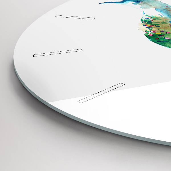 Ceas rotund de perete din sticlă Abstracția păsărilor și a primăverii