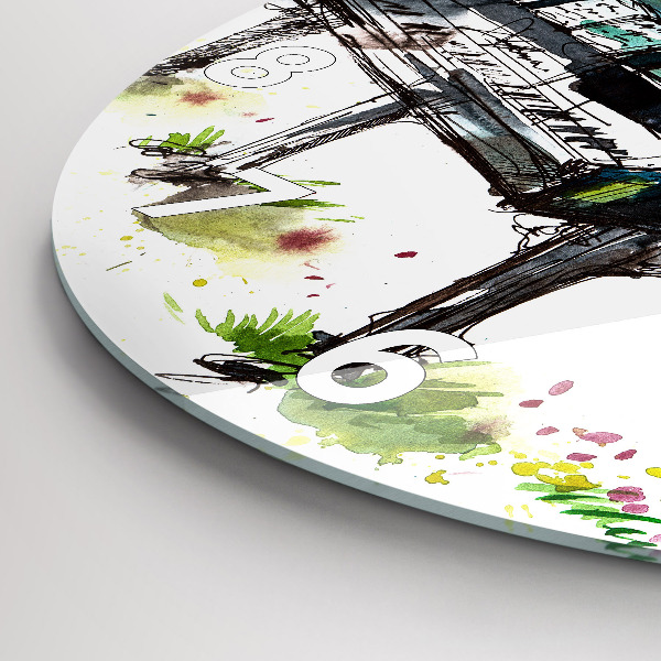 Ceas rotund de perete din sticlă Ilustrație a celor 4 anotimpuri