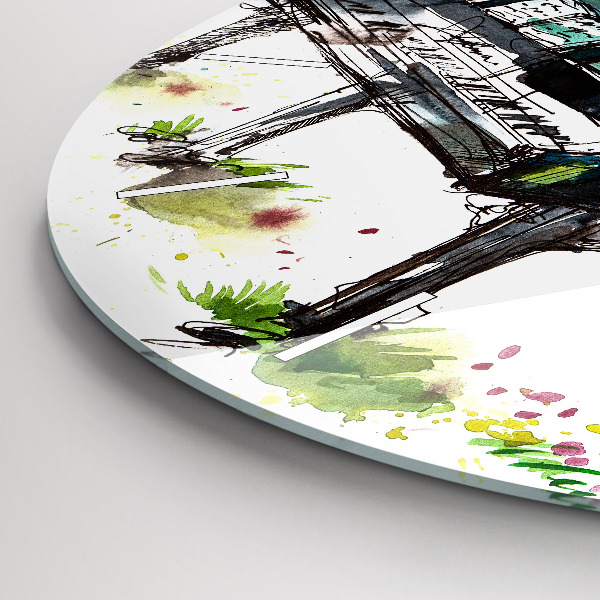 Ceas rotund de perete din sticlă Ilustrație a celor 4 anotimpuri