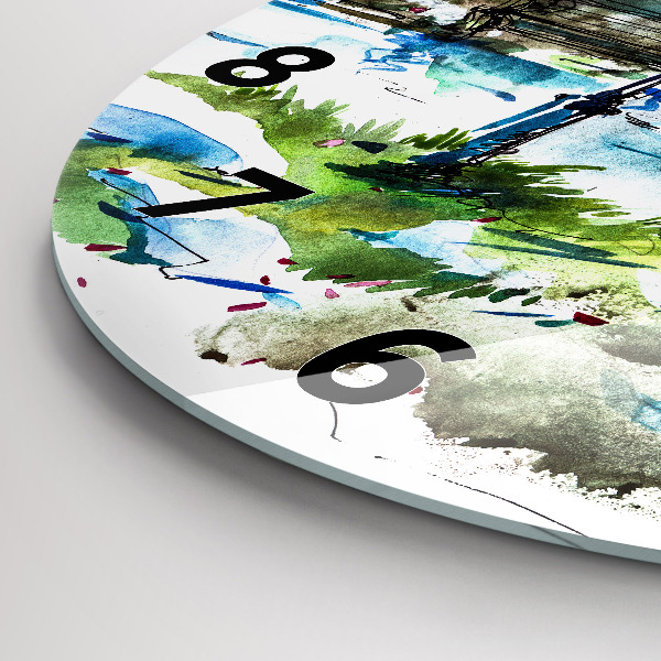 Ceas rotund de perete din sticlă Primavara pitoreasca