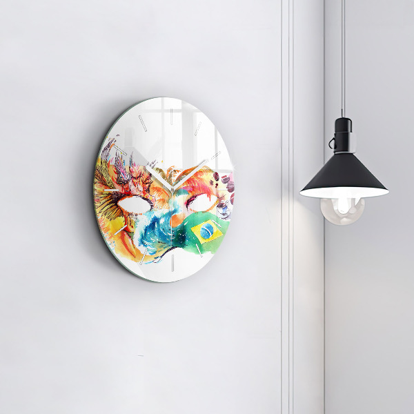 Ceas rotund de perete din sticlă Cultură - steag brazilian