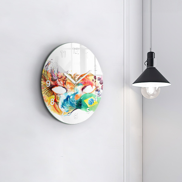 Ceas rotund de perete din sticlă Cultură - steag brazilian