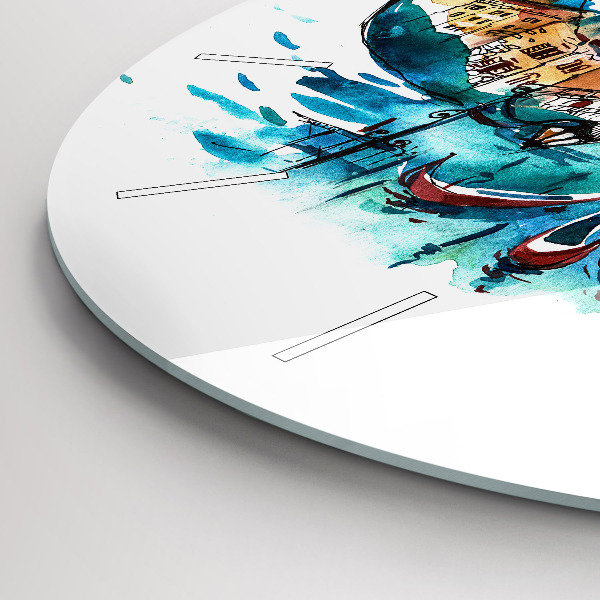 Ceas rotund de perete din sticlă Italia - Gondola venețiană