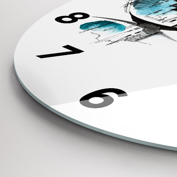 Ceas rotund de perete din sticlă Orașul în ochelari