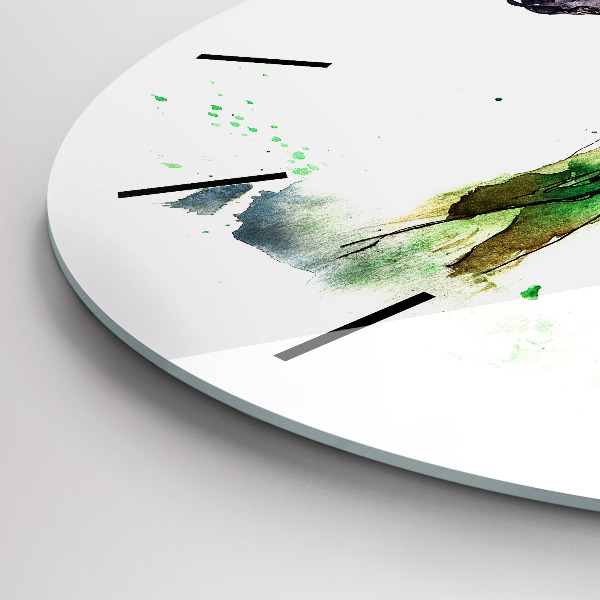 Ceas rotund de perete din sticlă Elan și peisaj montan