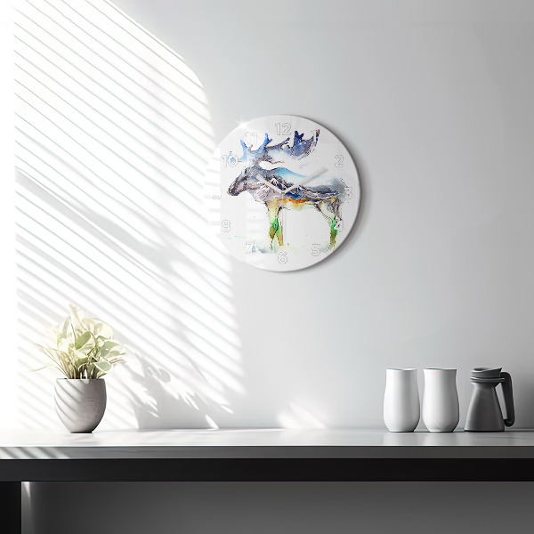 Ceas rotund de perete din sticlă Elan și peisaj montan