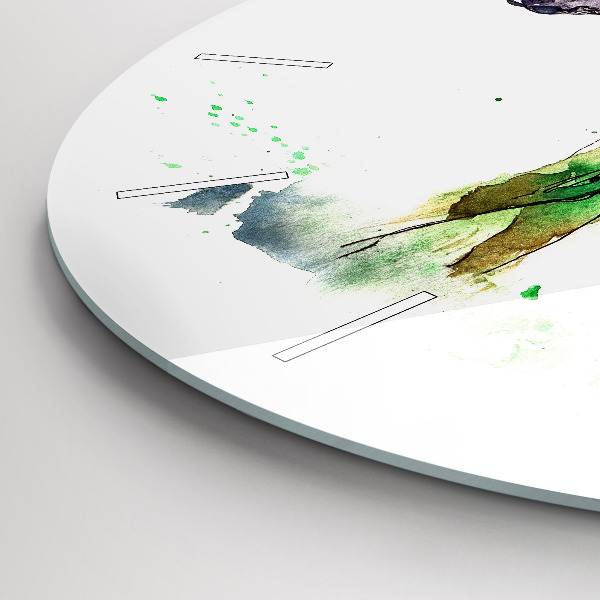 Ceas rotund de perete din sticlă Elan și peisaj montan