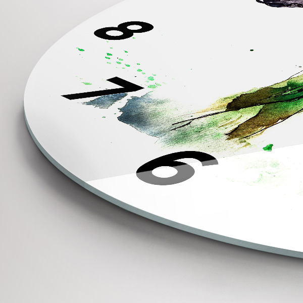 Ceas rotund de perete din sticlă Elan și peisaj montan